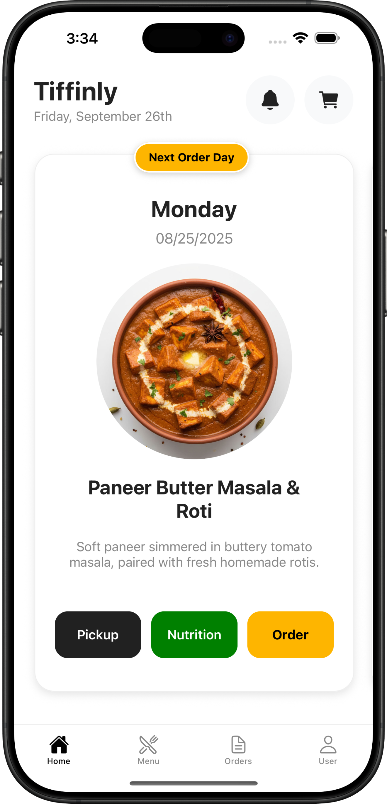 Tiffinly app preview